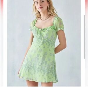 Urban Outfitters Green Paisley Becca Mini Dress